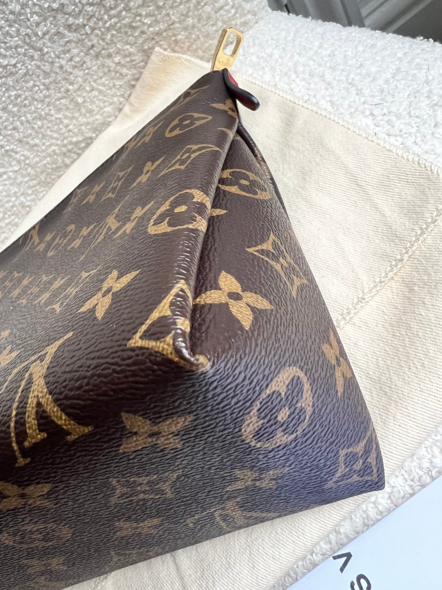 Louis Vuitton Red and Monogram Pallas Trousse Cosmetic Pouch