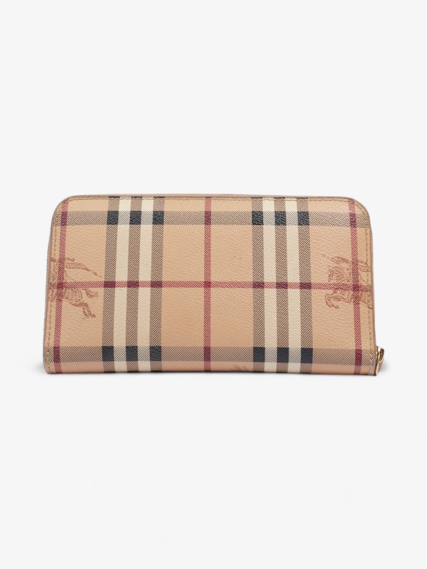 Burberry Zip Around Wallet Haymarket Check Canvas