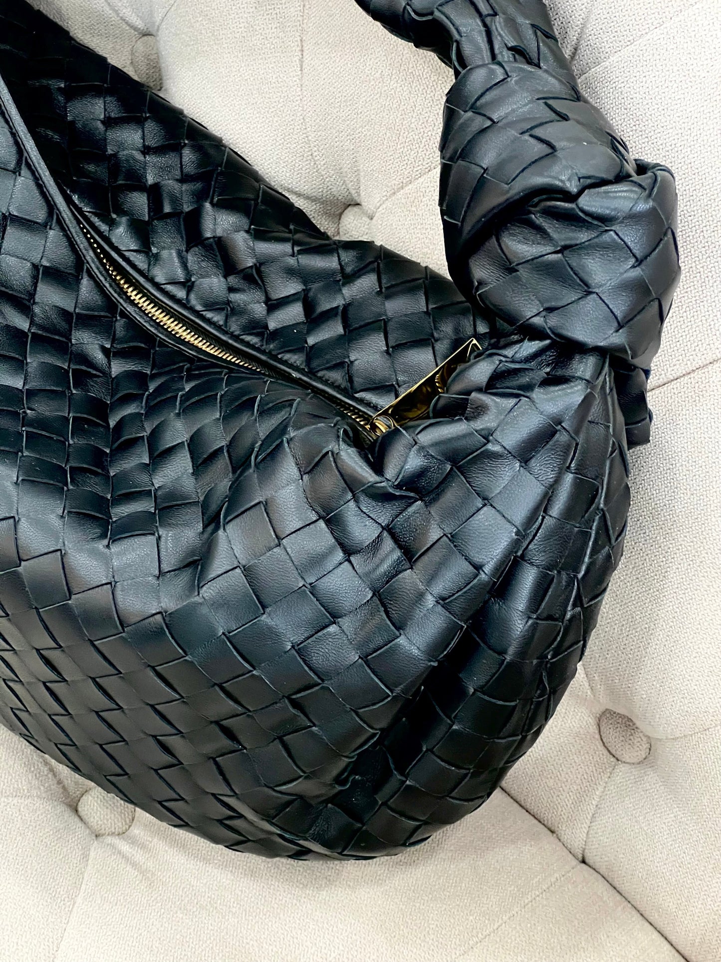 BOTTEGA VENETA JODIE KNOTTED INTRECCIATO LAMBSKIN LEATHER TOTE