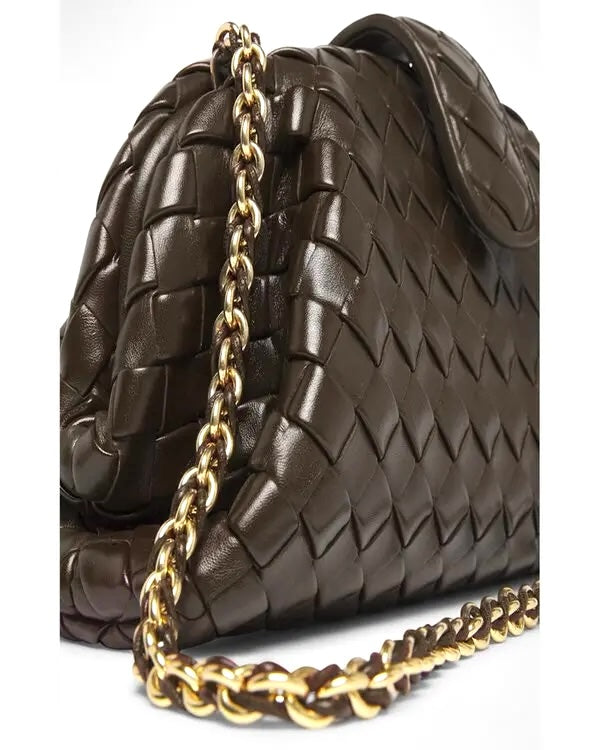 BOTTEGA VENETA LAUREN 1980 TEEN NAPPA LEATHER CLUTCH WITH CHAIN