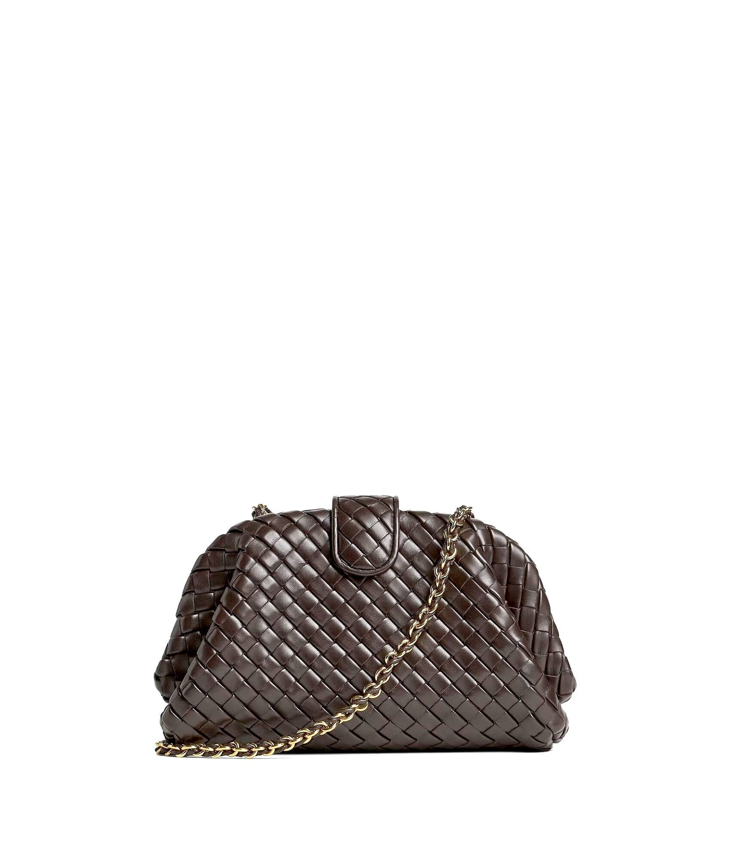 BOTTEGA VENETA LAUREN 1980 TEEN NAPPA LEATHER CLUTCH WITH CHAIN