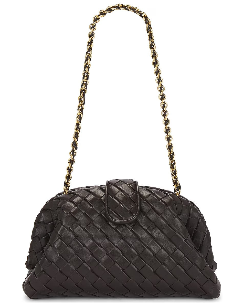 BOTTEGA VENETA LAUREN 1980 TEEN NAPPA LEATHER CLUTCH WITH CHAIN