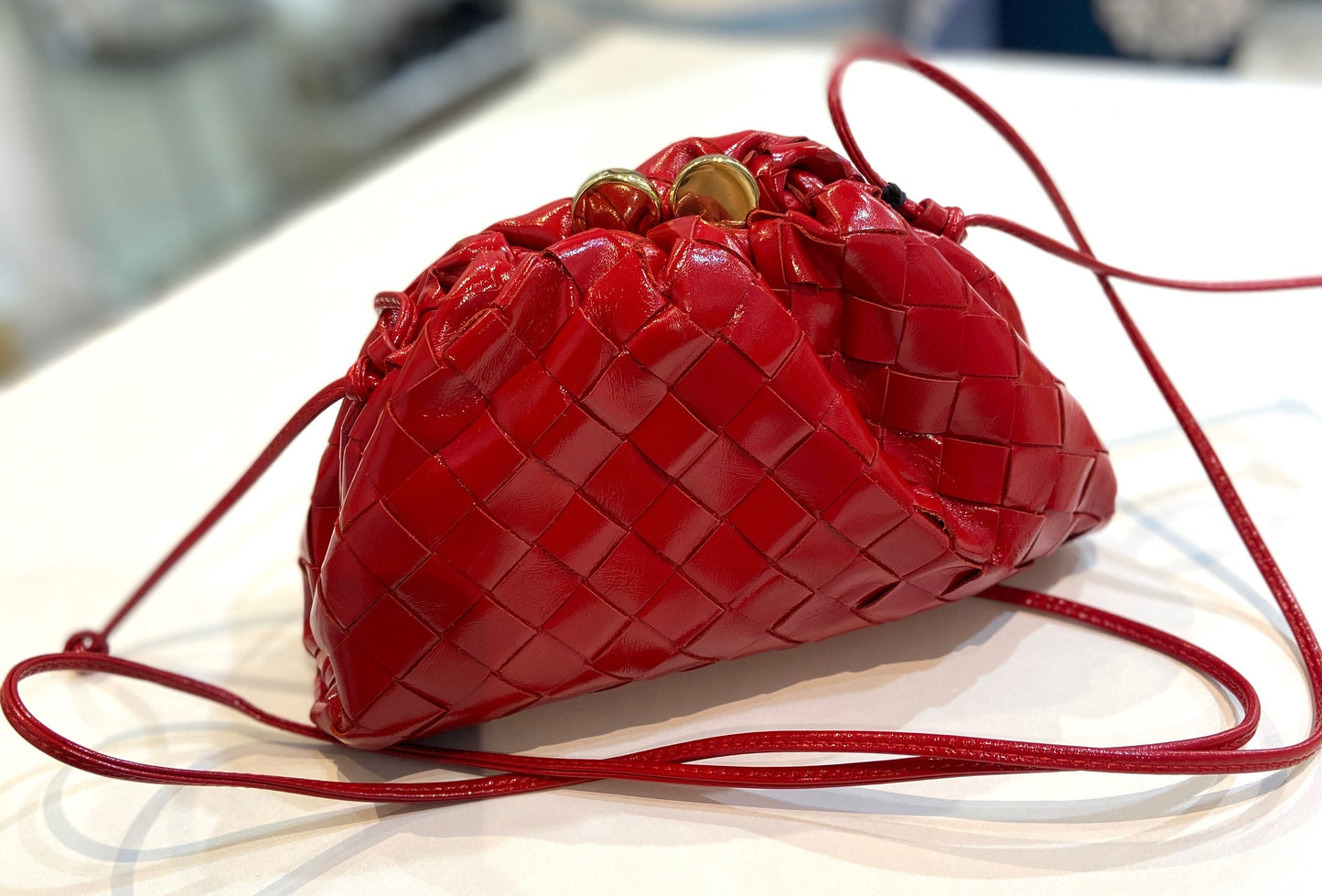 BOTTEGA VENETA MINI INTRECCIATO LEATHER CLUTCH CROSSBODY BAG