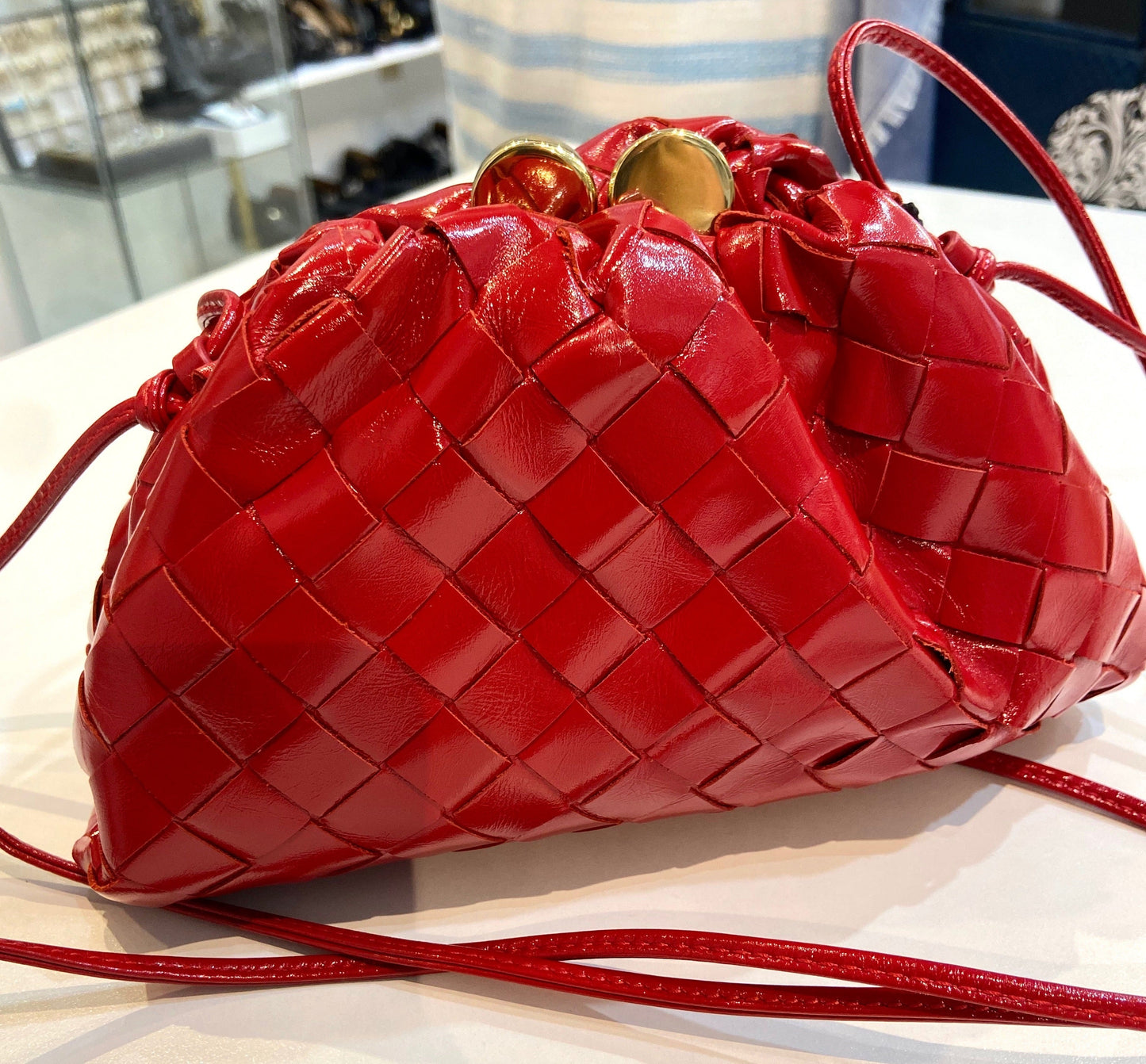 BOTTEGA VENETA MINI INTRECCIATO LEATHER CLUTCH CROSSBODY BAG