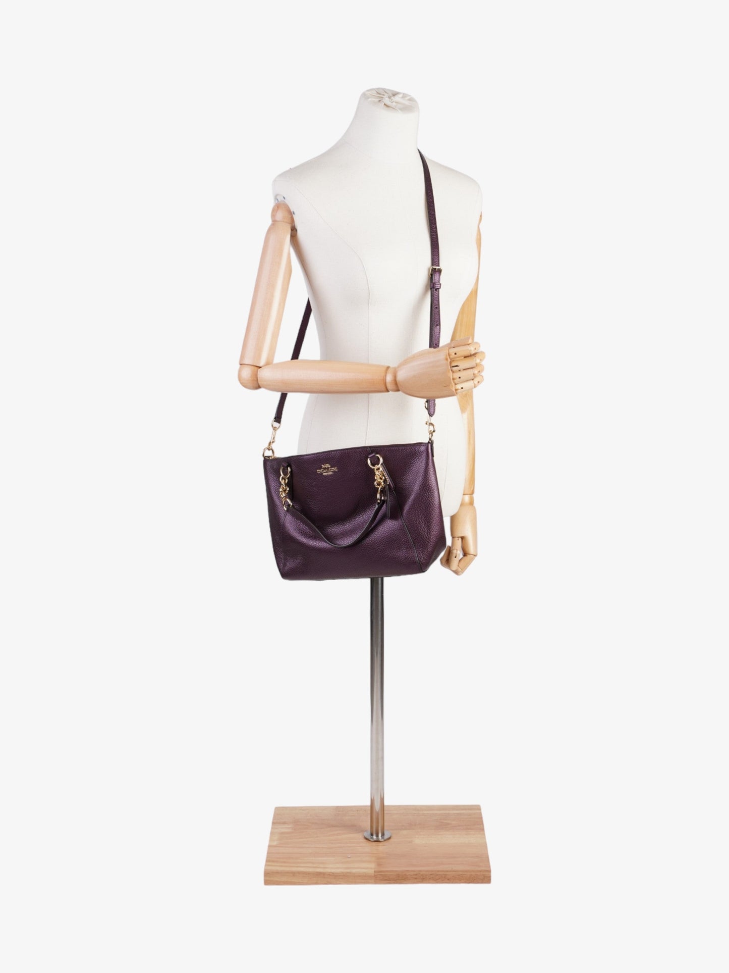 Coach Kelsey Chain Satchel Purple Leather Small