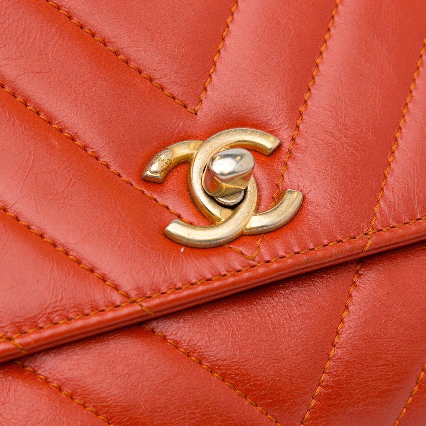 Chanel Small Lambskin Chevron Coco Top Handle Bag