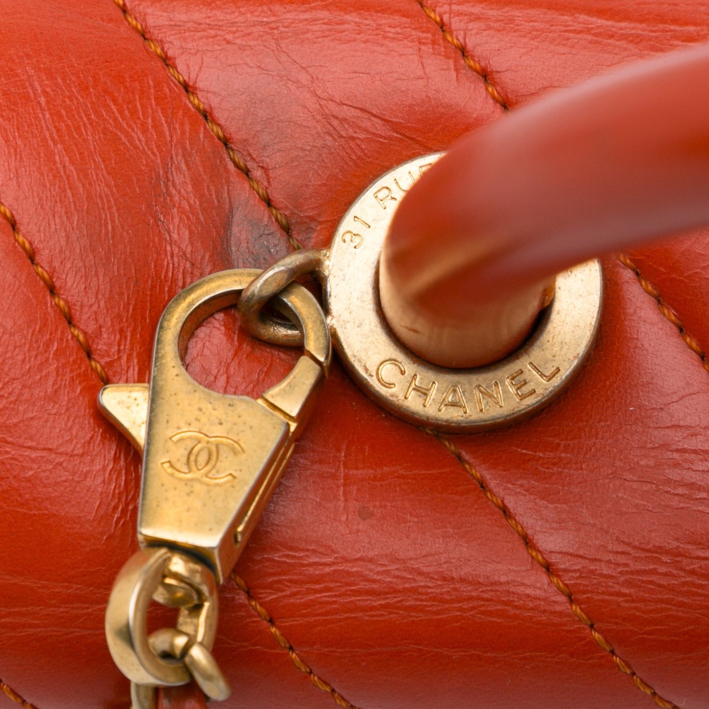 Chanel Small Lambskin Chevron Coco Top Handle Bag