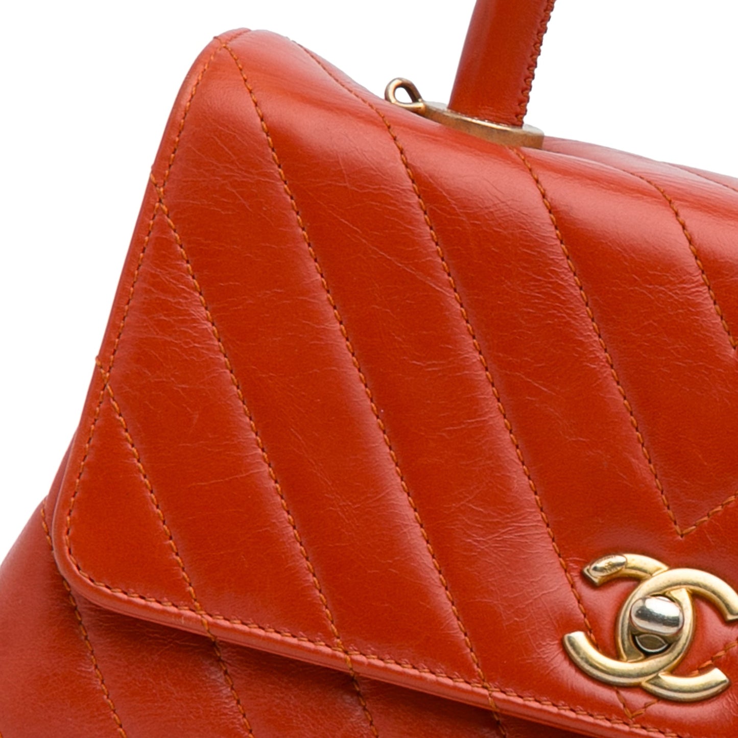 Chanel Small Lambskin Chevron Coco Top Handle Bag