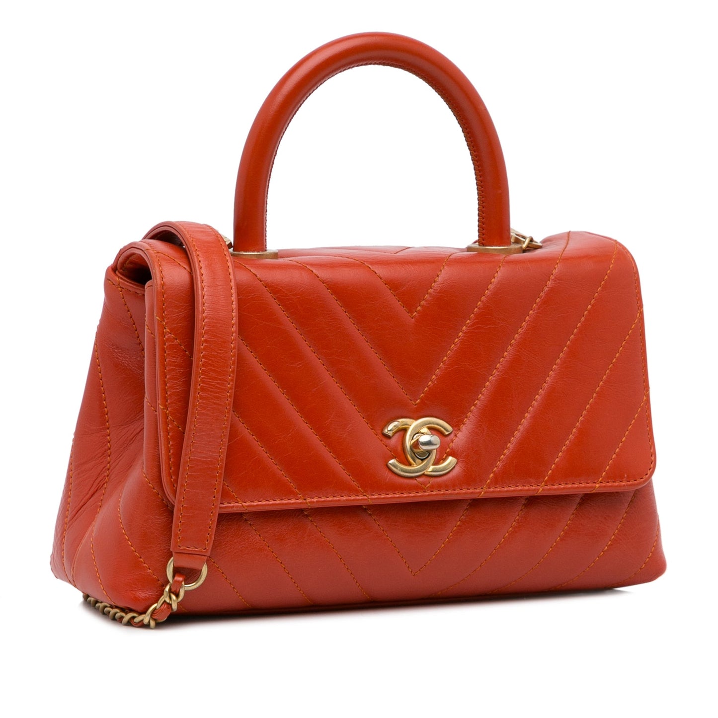 Chanel Small Lambskin Chevron Coco Top Handle Bag