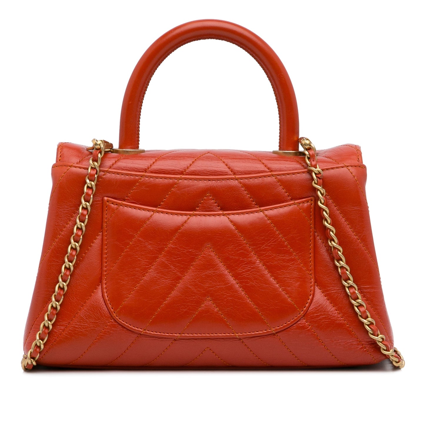 Chanel Small Lambskin Chevron Coco Top Handle Bag