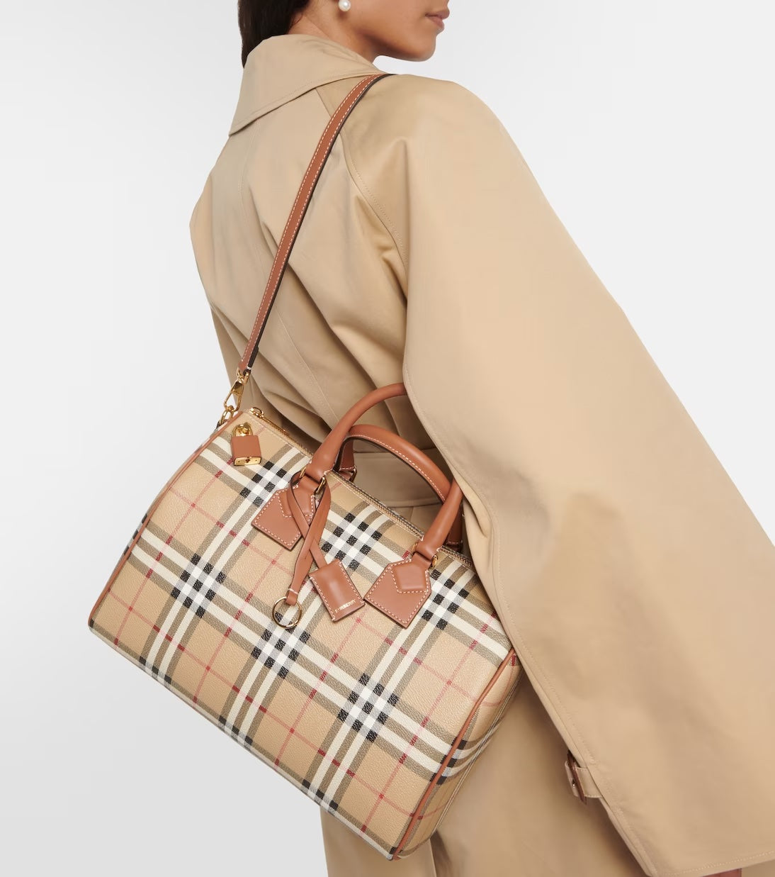 BURBERRY NOVA CHECK MEDIUM BOWLING BAG