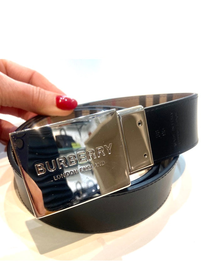 BURBERRY VINTAGE CHECK LEATHER BELT