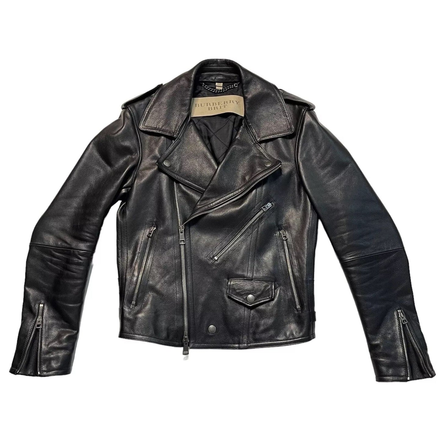 BURBERRY BRIT LEATHER BIKER RIDING MOTO JACKET