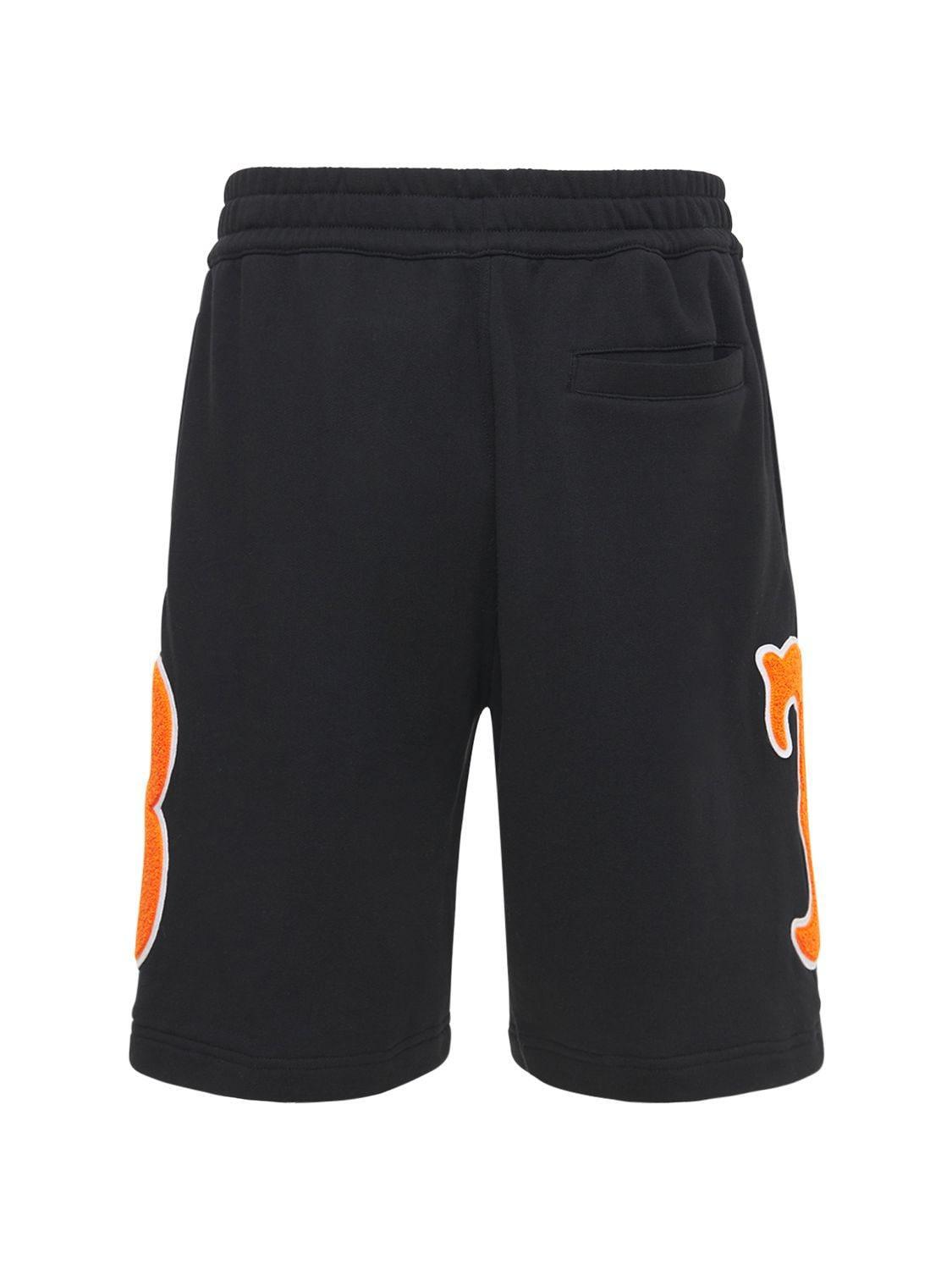 BURBERRY BADGES COTTON JERSEY SWEAT SHORTS