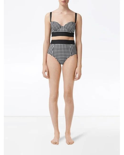 BURBERRY BETHANY LOGO TAPE GINGHAM BIKINI SET