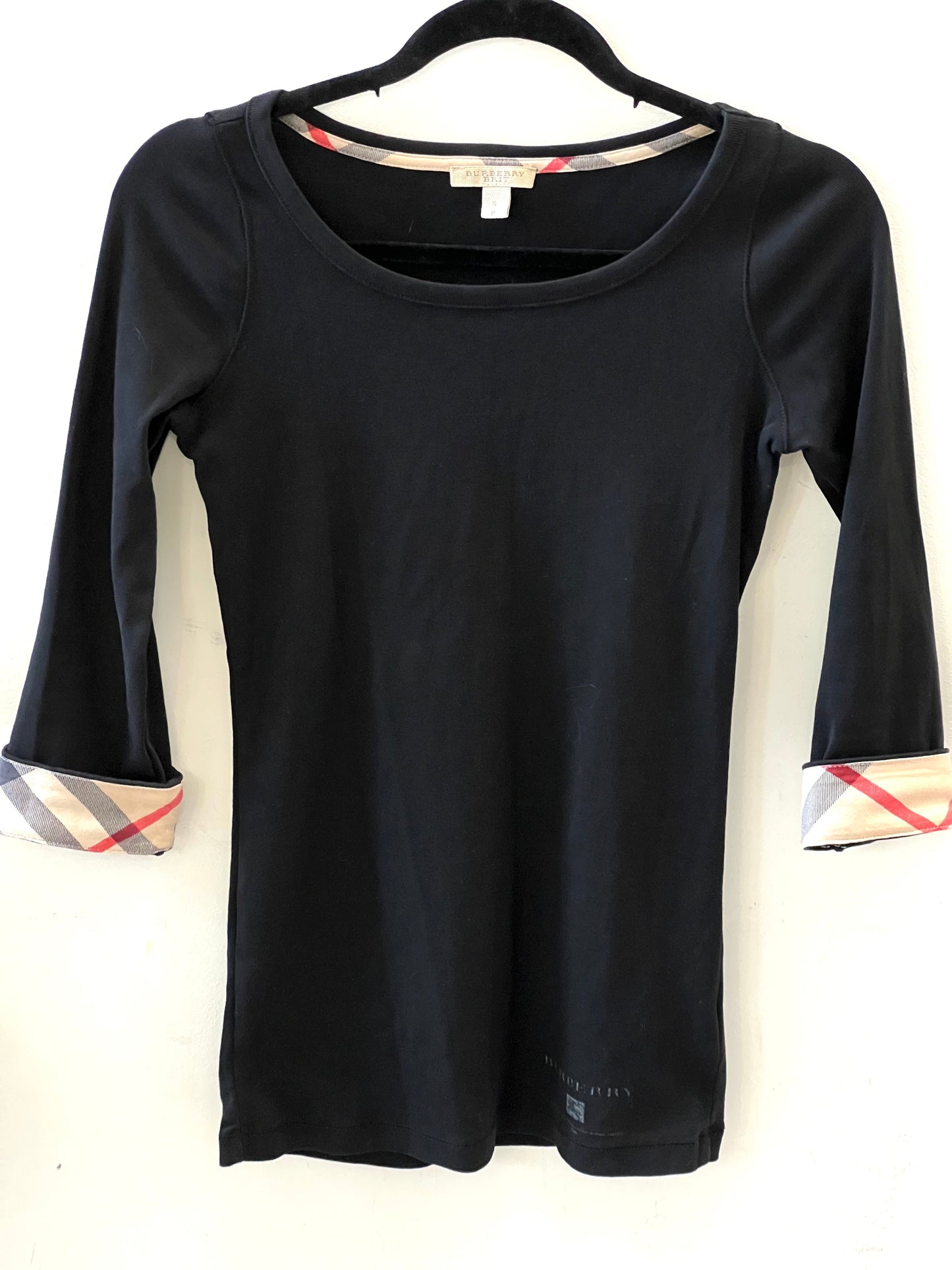 BURBERRY BRIT CUFF CHECK 3/4 SLEEVE SHIRT