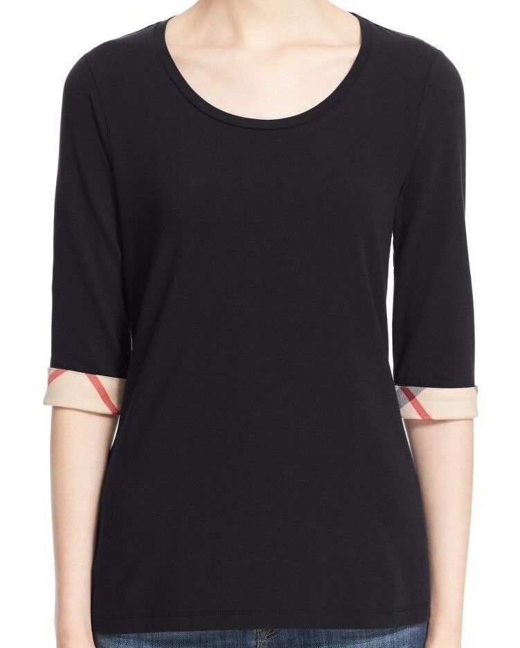 BURBERRY BRIT CUFF CHECK 3/4 SLEEVE SHIRT