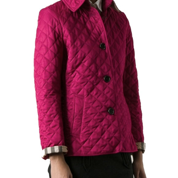 BURBERRY BRIT QUILTED JACKET IN MAGENTA NOVA CHECK