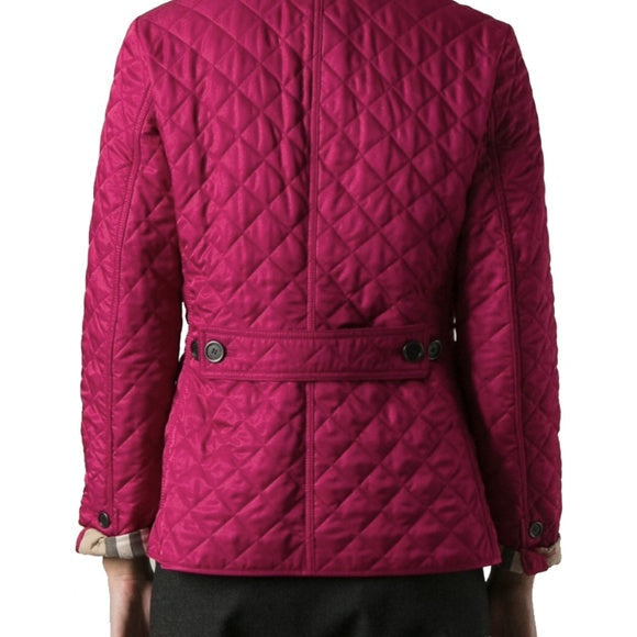 BURBERRY BRIT QUILTED JACKET IN MAGENTA NOVA CHECK