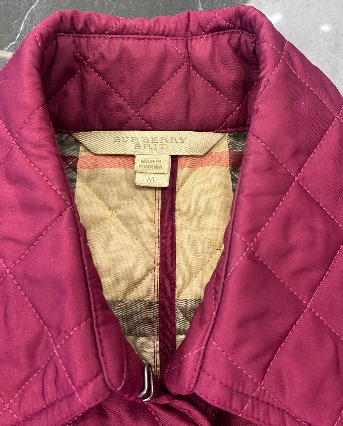 BURBERRY BRIT QUILTED JACKET IN MAGENTA NOVA CHECK