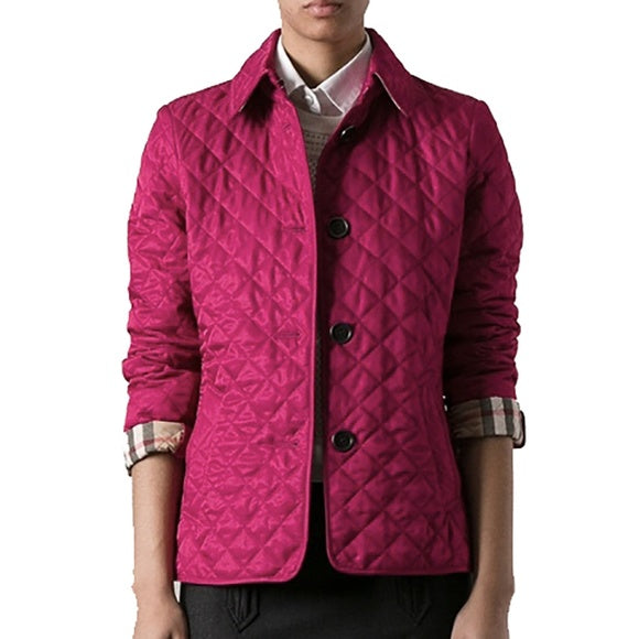 BURBERRY BRIT QUILTED JACKET IN MAGENTA NOVA CHECK