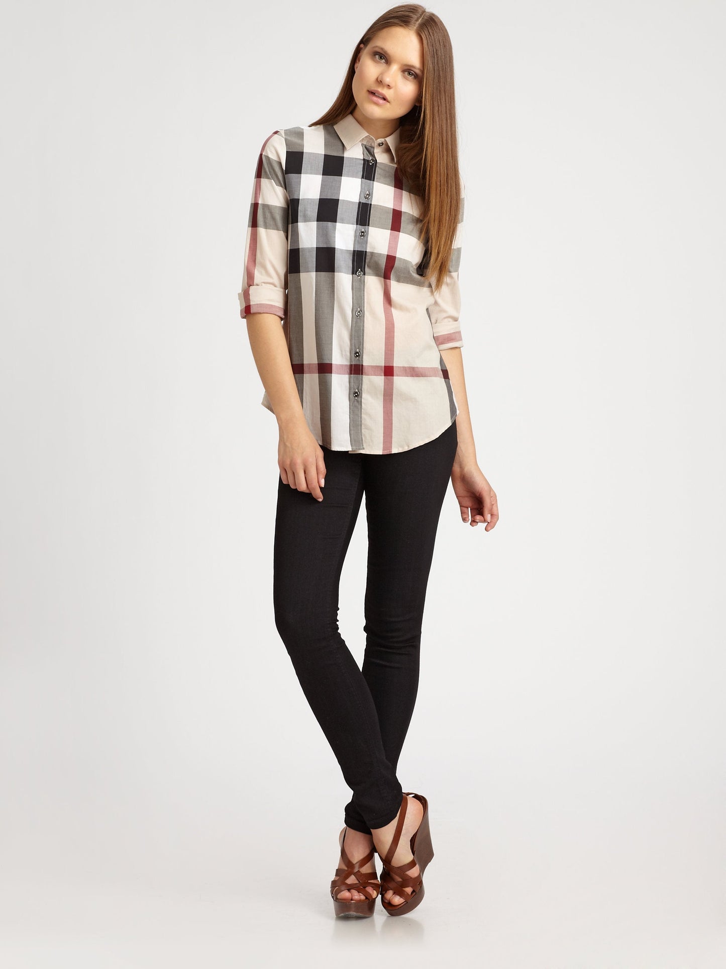 BURBERRY BRIT VINTAGE CHECK BUTTON DOWN SHIRT