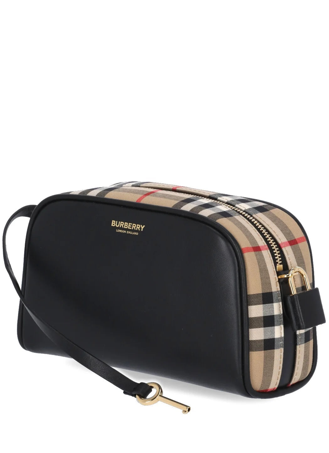 BURBERRY CALFSKIN LEATHER VINTAGE CHECK HALF CUBE CROSSBODY