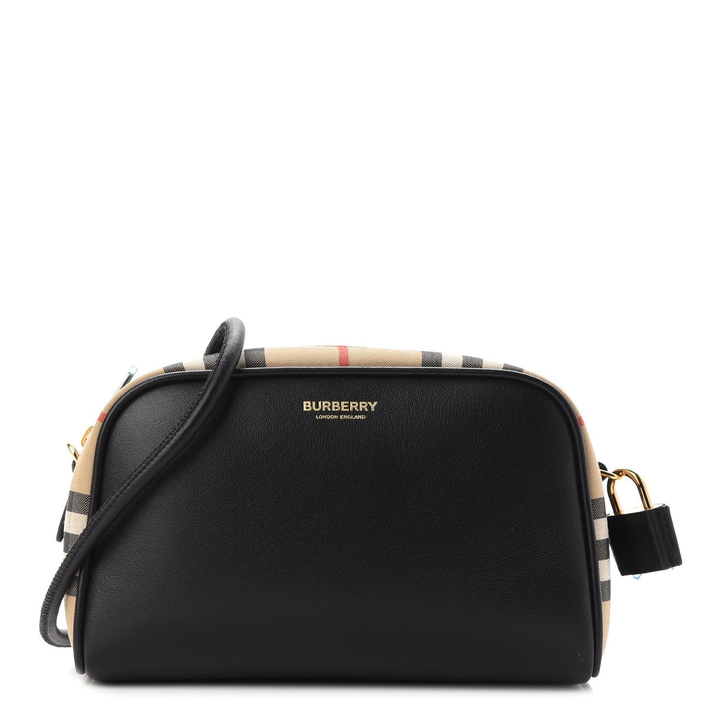 BURBERRY CALFSKIN LEATHER VINTAGE CHECK HALF CUBE CROSSBODY