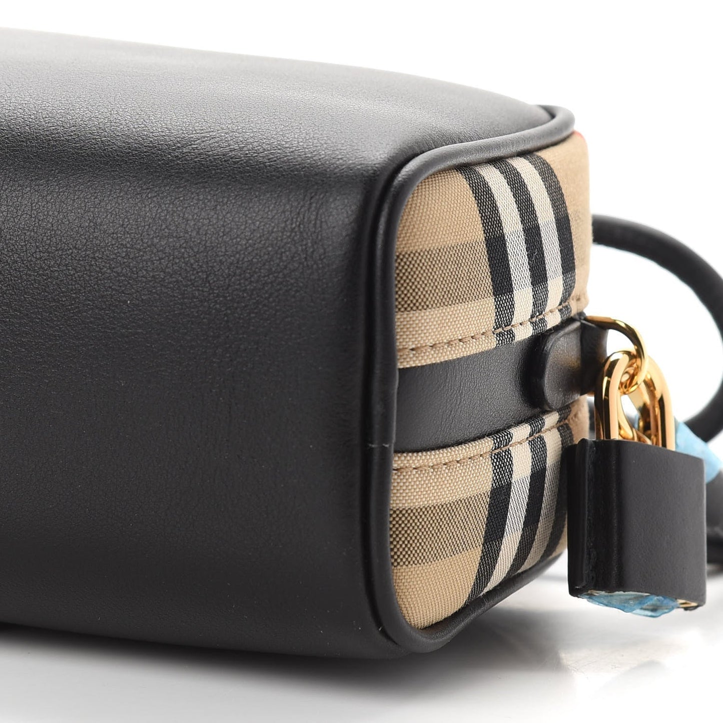 BURBERRY CALFSKIN LEATHER VINTAGE CHECK HALF CUBE CROSSBODY