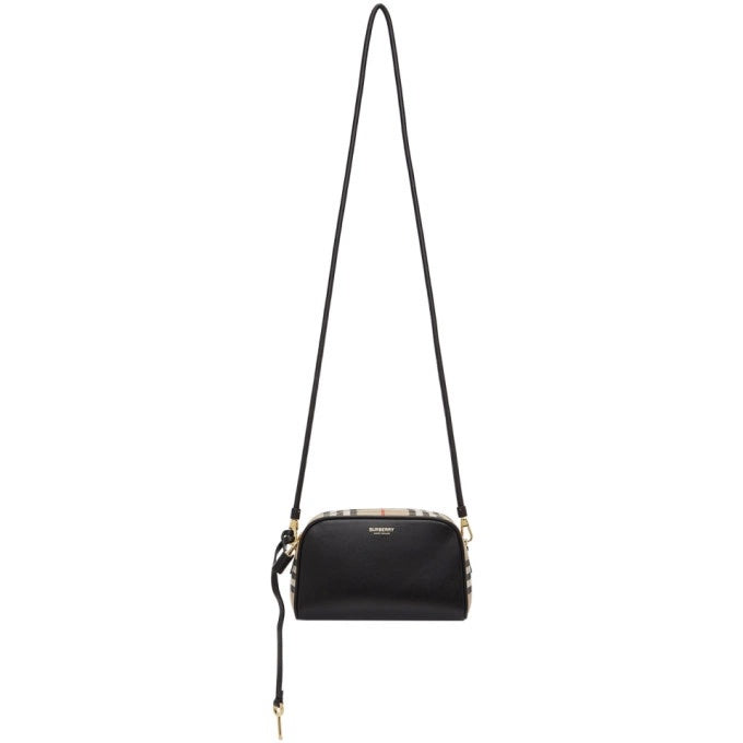 BURBERRY CALFSKIN LEATHER VINTAGE CHECK HALF CUBE CROSSBODY