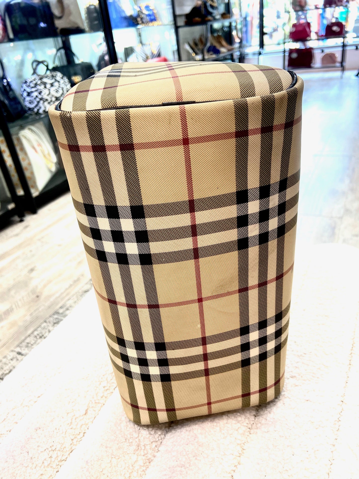 BURBERRY CANVAS GOUSE CHECK BOSTON HANDBAG