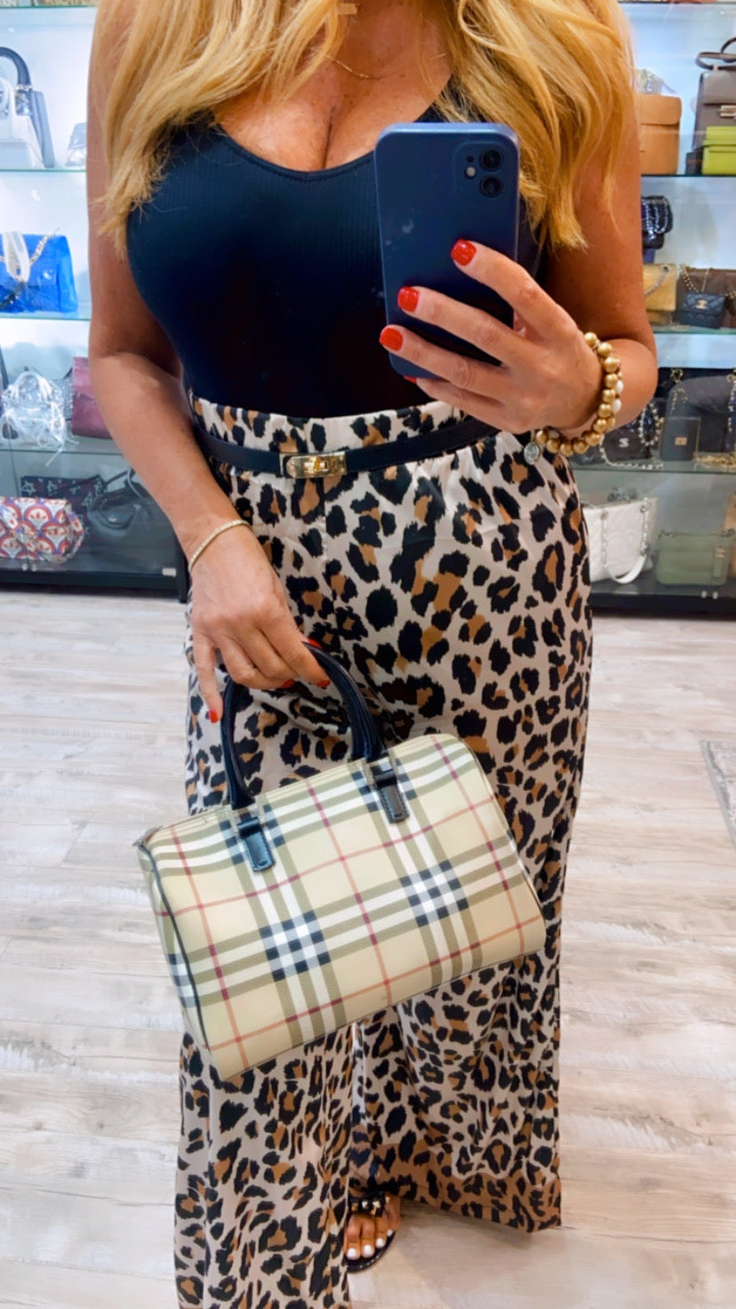 BURBERRY CANVAS GOUSE CHECK BOSTON HANDBAG