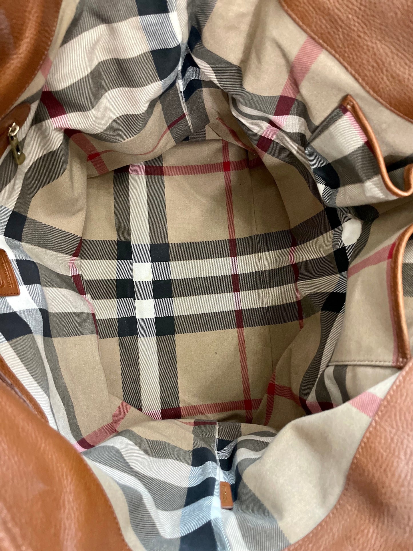BURBERRY CARTERA FIGUE CANVAS & CALFSKIN LEATHER TOTE BAG
