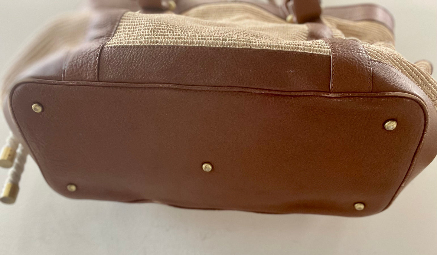 BURBERRY CARTERA FIGUE CANVAS & CALFSKIN LEATHER TOTE BAG
