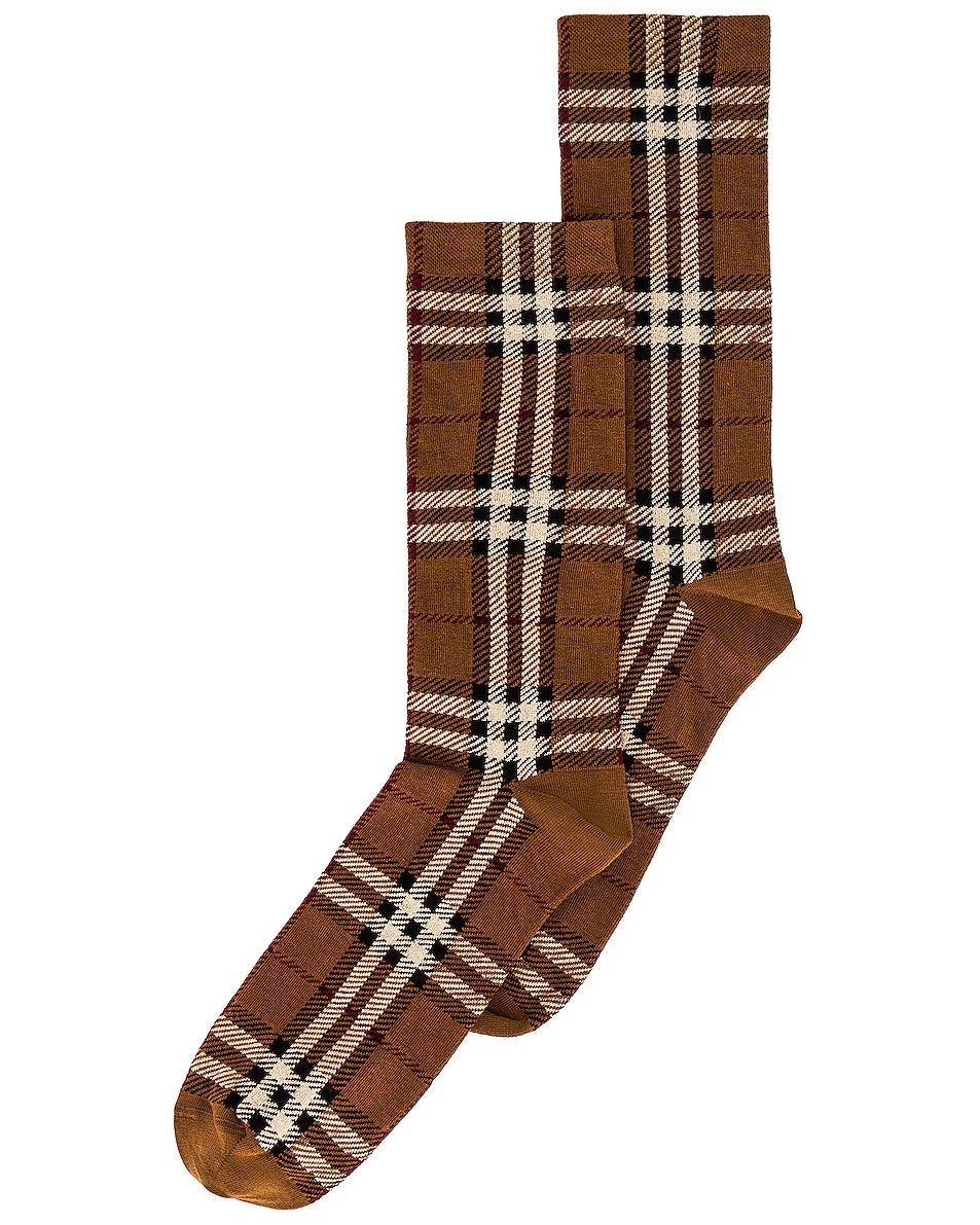 BURBERRY COTTON CASHMERE BIRCH CHECK SOCKS