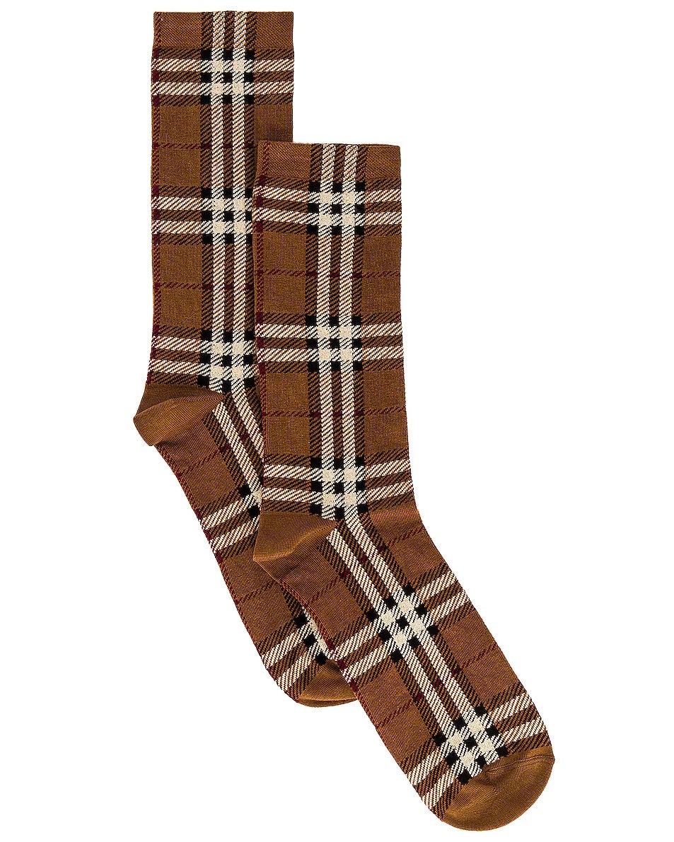 BURBERRY COTTON CASHMERE BIRCH CHECK SOCKS
