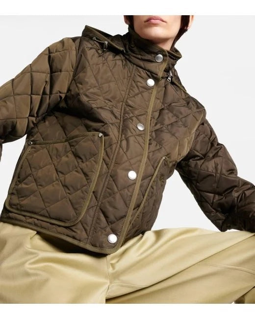 BURBERRY DIAMOND QUILTED NYLON CROPPED JACKET
