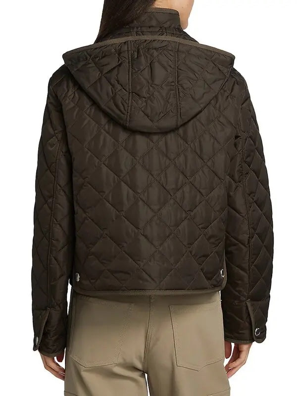 BURBERRY DIAMOND QUILTED NYLON CROPPED JACKET