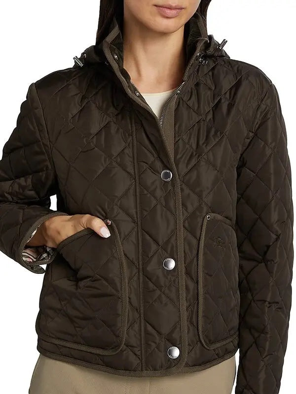 BURBERRY DIAMOND QUILTED NYLON CROPPED JACKET