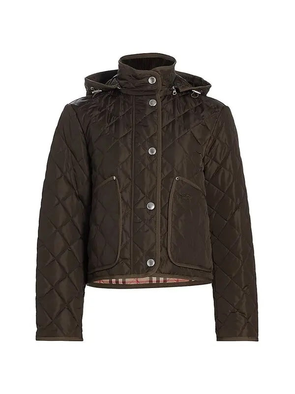 BURBERRY DIAMOND QUILTED NYLON CROPPED JACKET