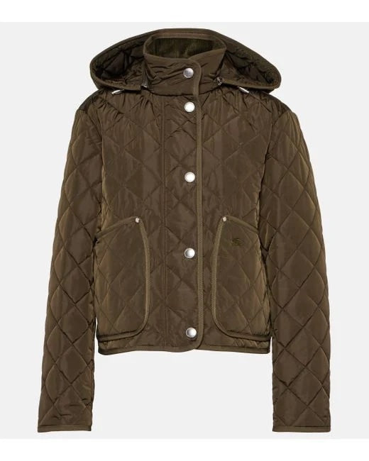 BURBERRY DIAMOND QUILTED NYLON CROPPED JACKET