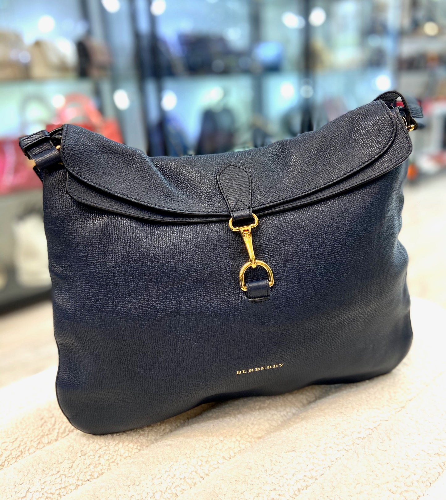 BURBERRY DERBY HOUSE CHECK CORNWALL CALFSKIN LEATHER HOBO BAG