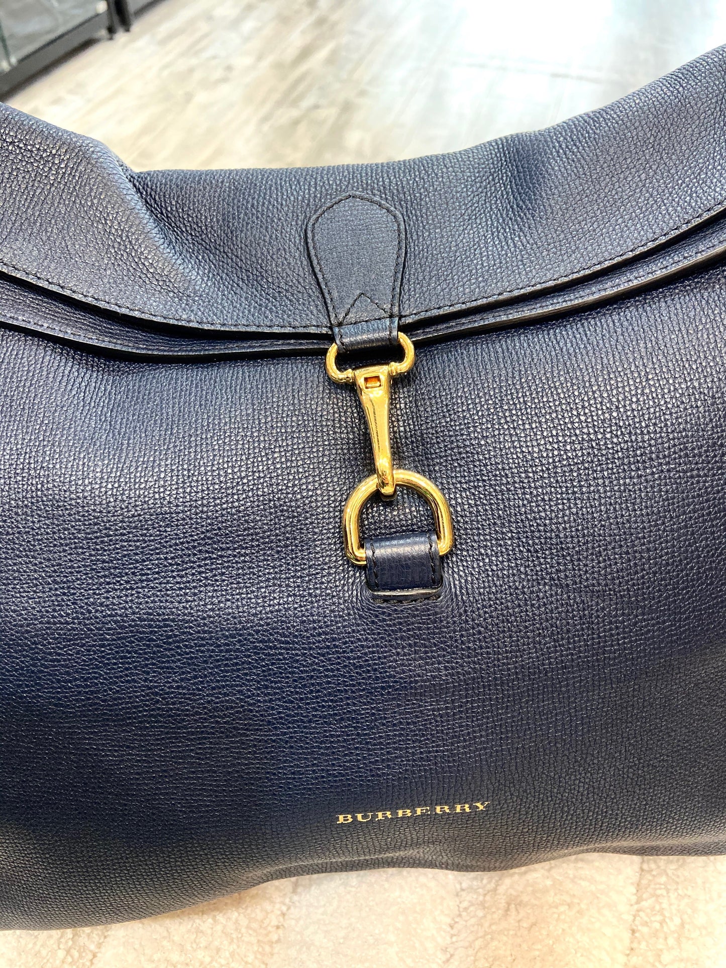 BURBERRY DERBY HOUSE CHECK CORNWALL CALFSKIN LEATHER HOBO BAG