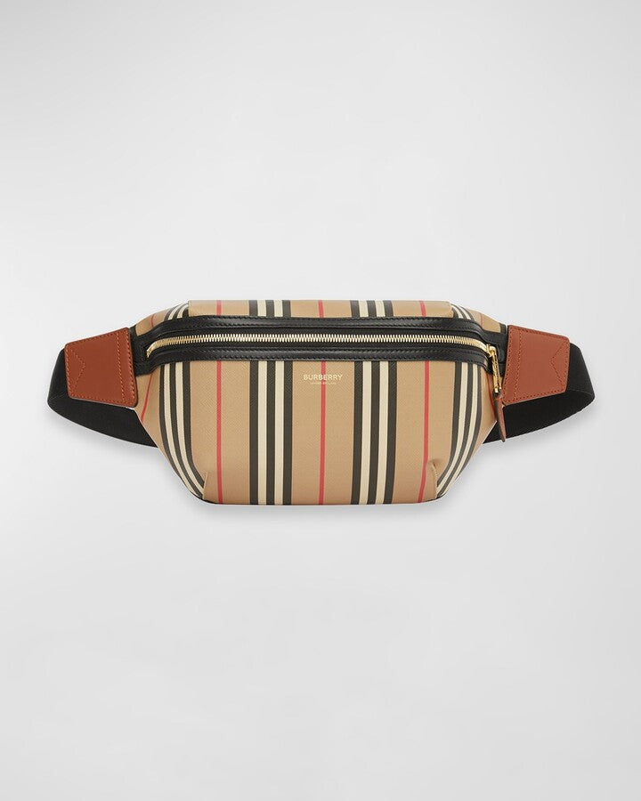BURBERRY SONNY ICON STRIPE E-CANVAS BELT BAG