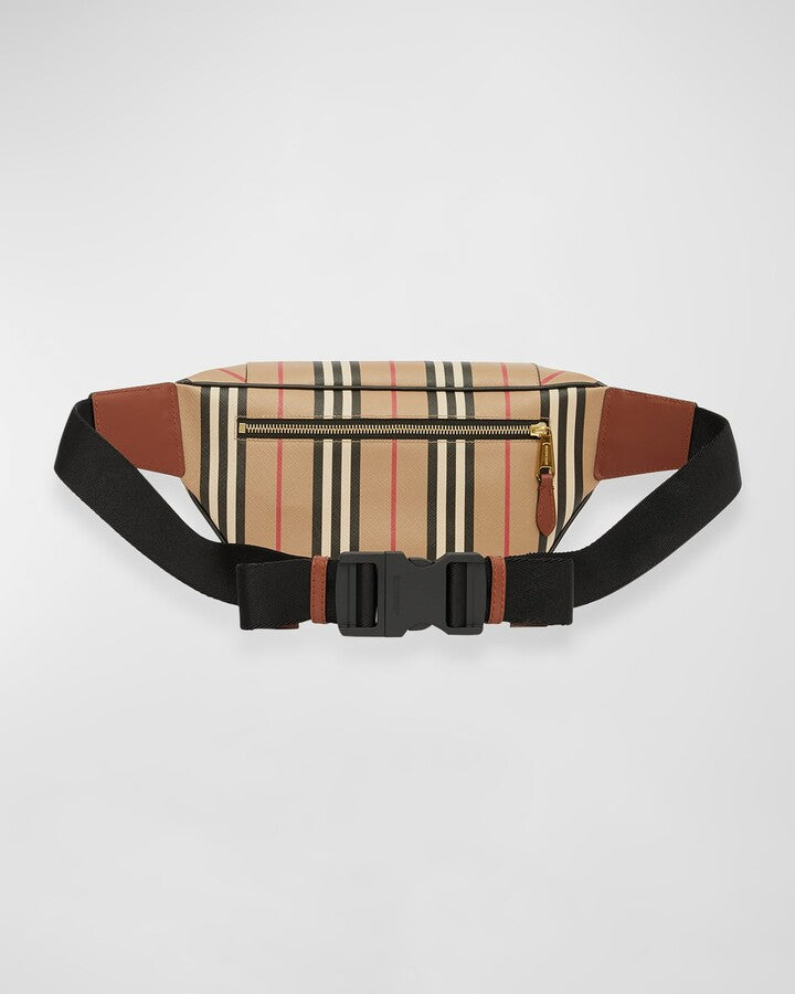 BURBERRY SONNY ICON STRIPE E-CANVAS BELT BAG