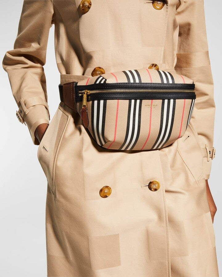 BURBERRY SONNY ICON STRIPE E-CANVAS BELT BAG