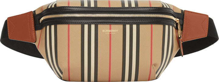 BURBERRY SONNY ICON STRIPE E-CANVAS BELT BAG