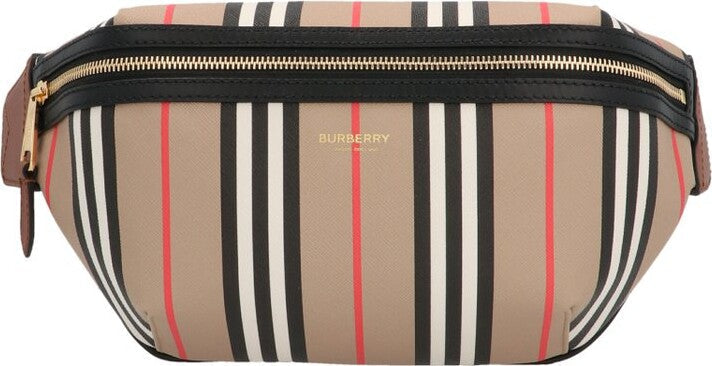 BURBERRY SONNY ICON STRIPE E-CANVAS BELT BAG