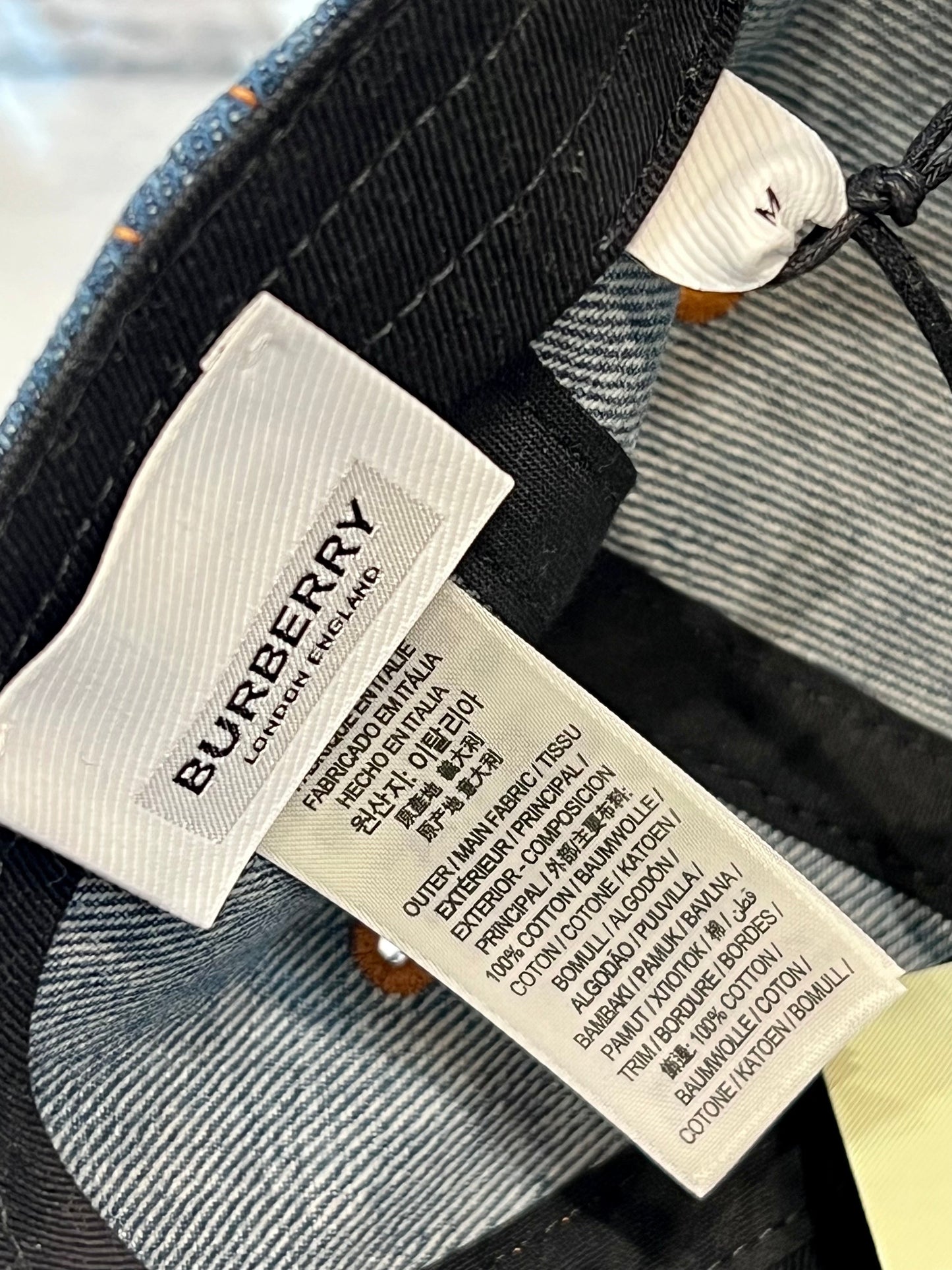 BURBERRY EMBROIDERED LOGO DENIM BASEBALL CAP