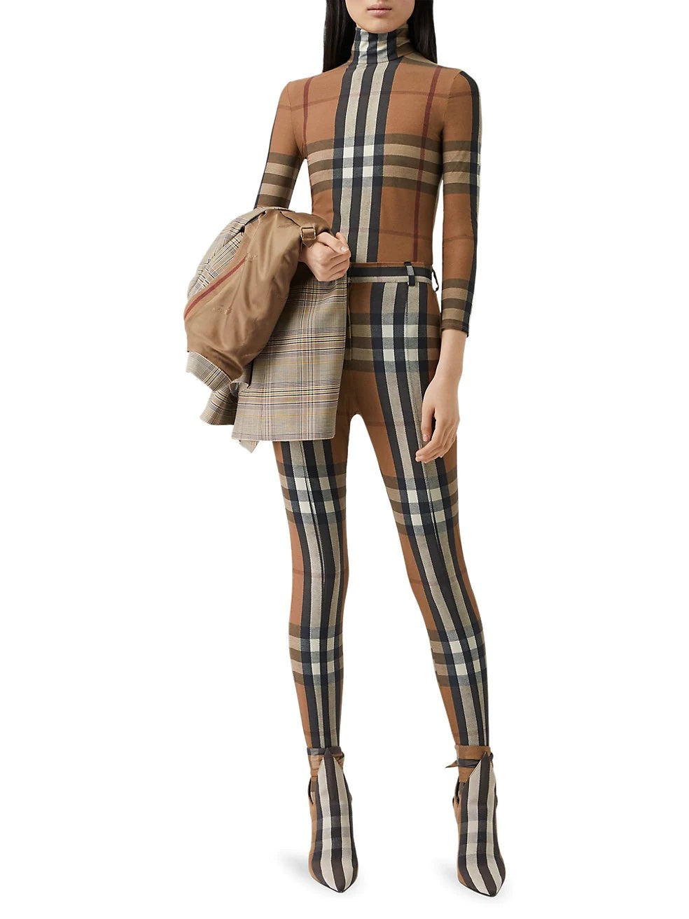 BURBERRY EMERY VINTAGE CHECK JERSEY TURTLENECK TOP